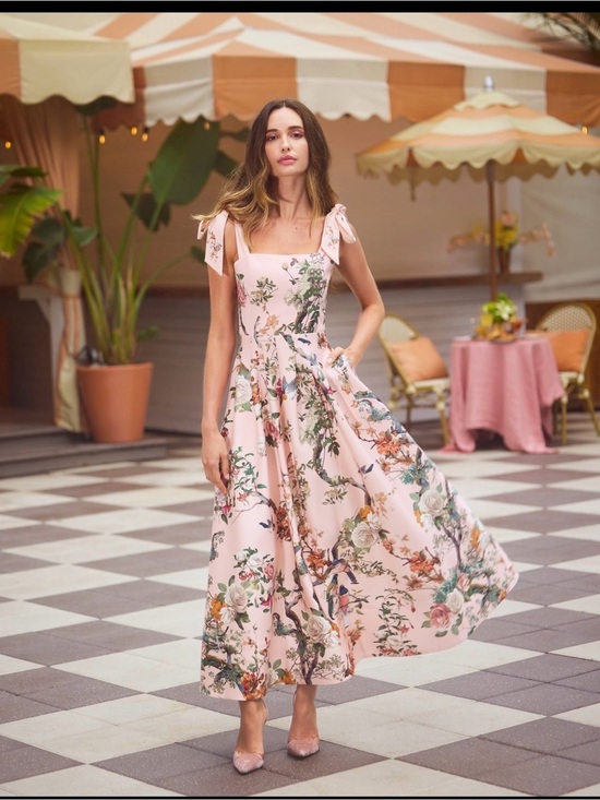 Alice + Olivia Dresses & Skirts - Alice and olivia SUNSET GROVE ENGLISH ROSE Floral Tie-Shoulder Pink Maxi Dress